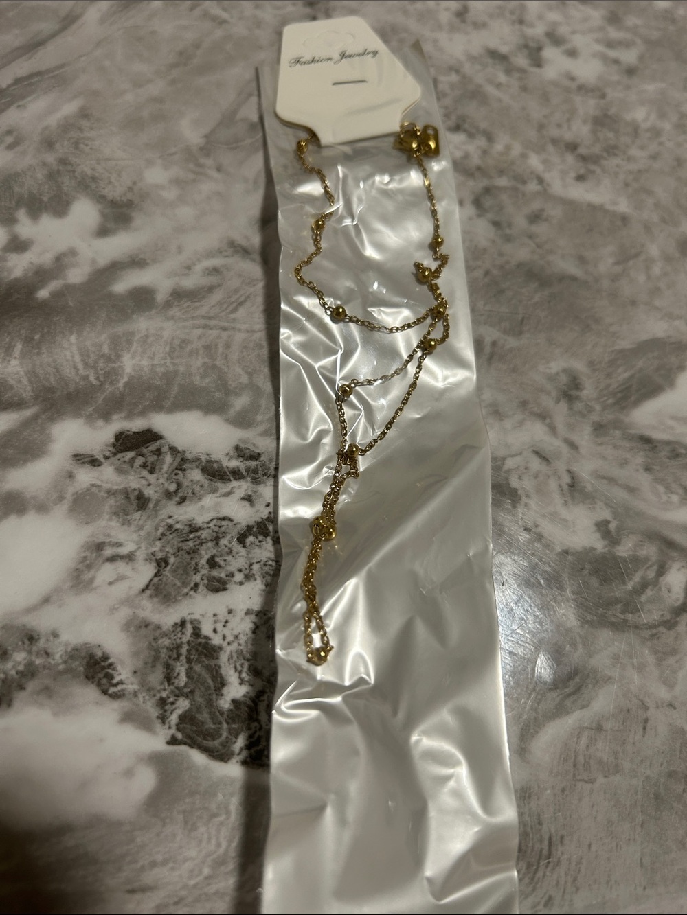Fashion Jewelry Gold Layered Chain Necklace with Bead Accents